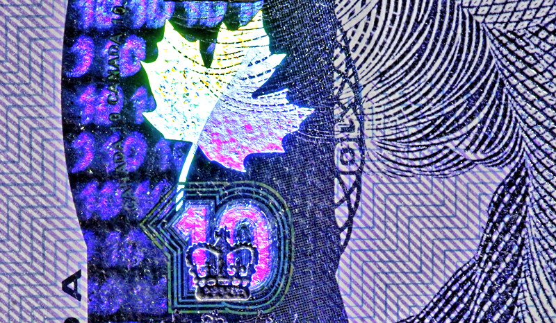 Canadian dollar bill closeup